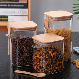 Bamboo and Glass 3-Piece Container Set