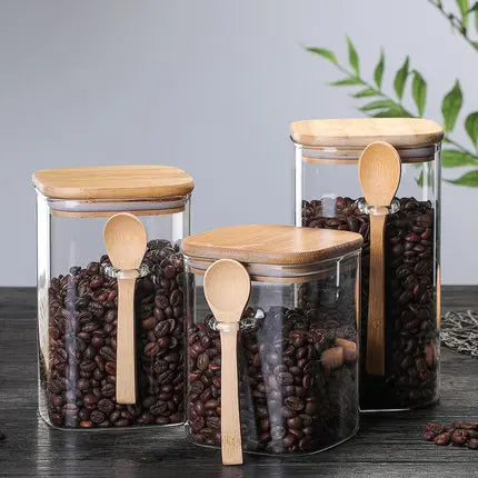 Bamboo and Glass 3-Piece Container Set