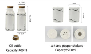 Ceramic Salt, Pepper, Oil & Vinegar 5-Piece Set
