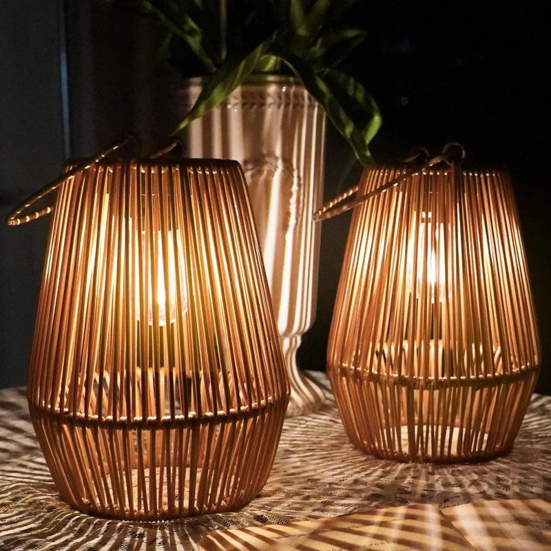 Solar Rattan Lantern – BRECK + FOX Solar Rattan Lantern – BRECK + FOX