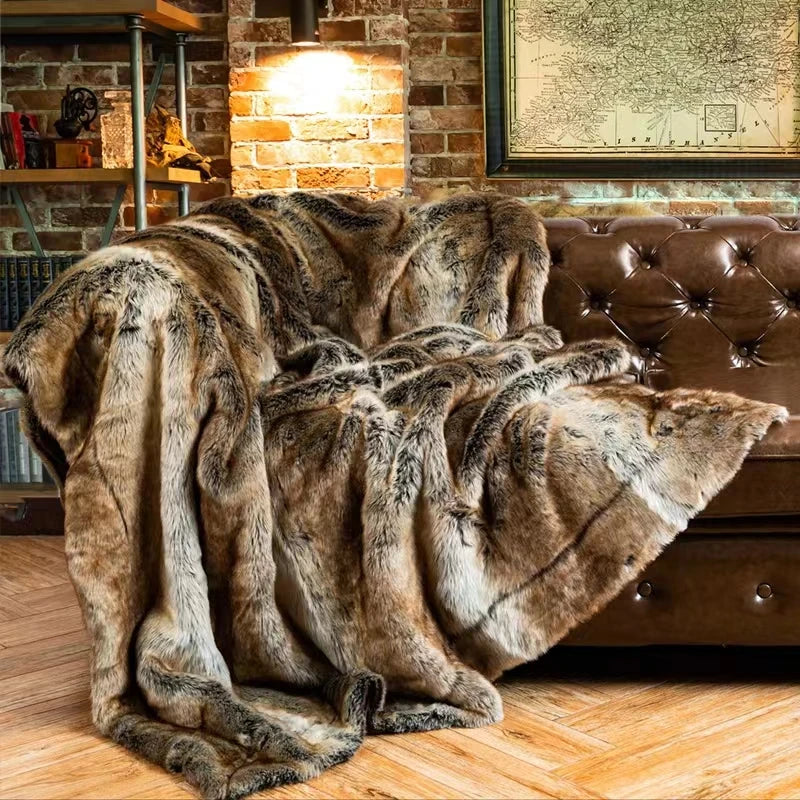 Mink Faux Fur Throw Blanket BRECK FOX