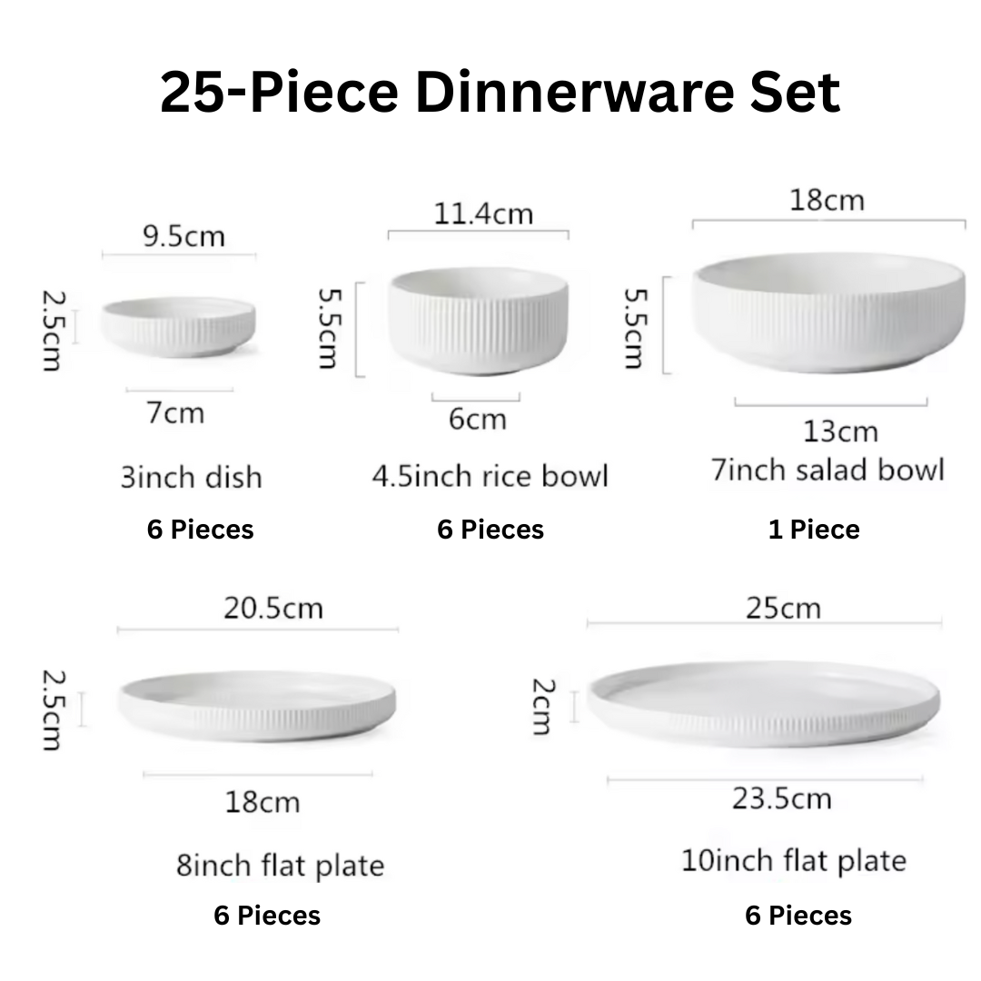 Ribbed 25-Piece Dinnerware Set