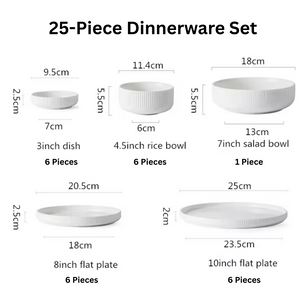 Ribbed 25-Piece Dinnerware Set