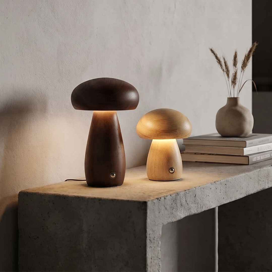 Wooden Mushroom Lamp