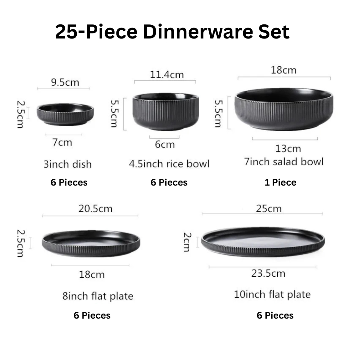 Ribbed 25-Piece Dinnerware Set