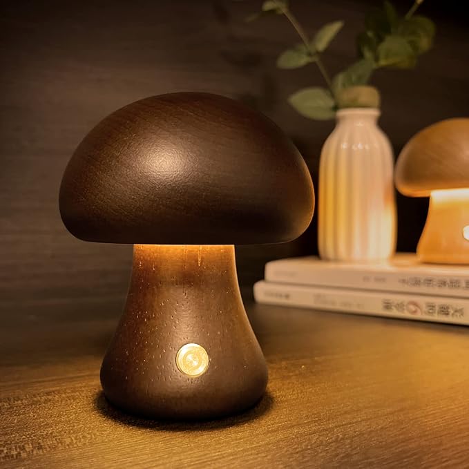 Wooden Mushroom Lamp