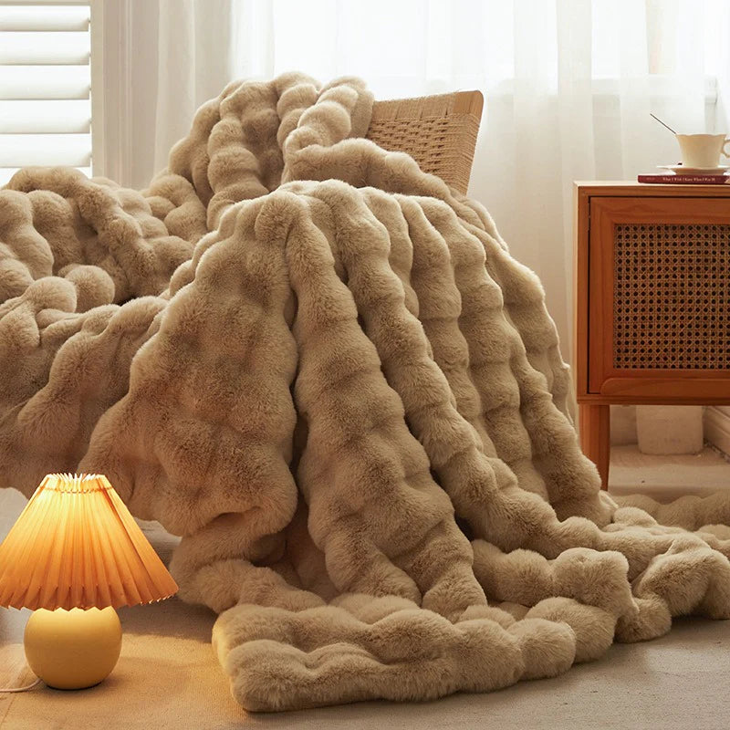 Rabbit Faux Fur Throw Blanket