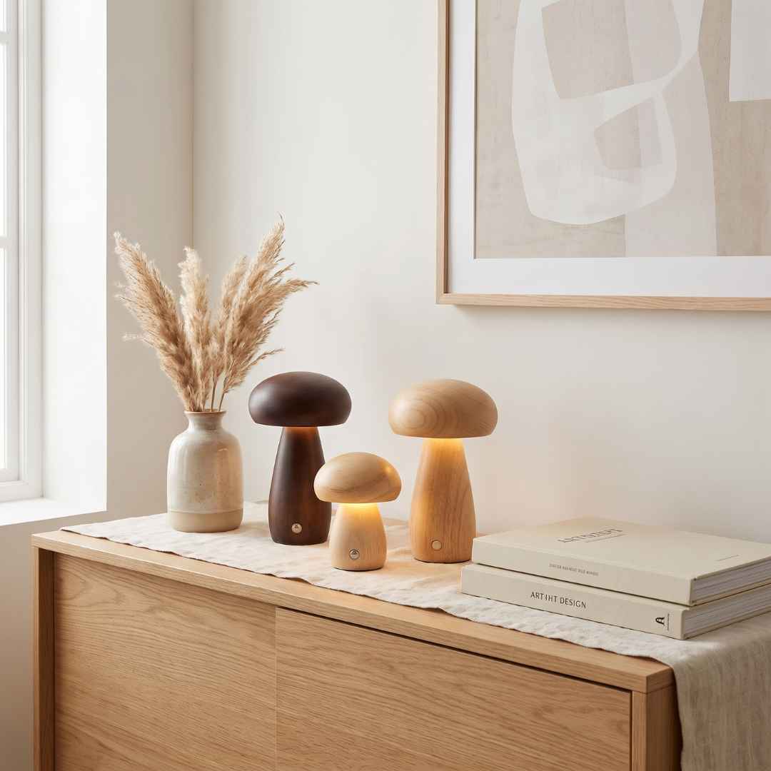 4PM サイケデリック マッシュルーム グラフィック アート　ペレット3セット Wooden Mushroom Lamp – BRECK + FOX