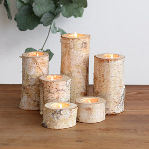 Birch Wood Candle Holder
