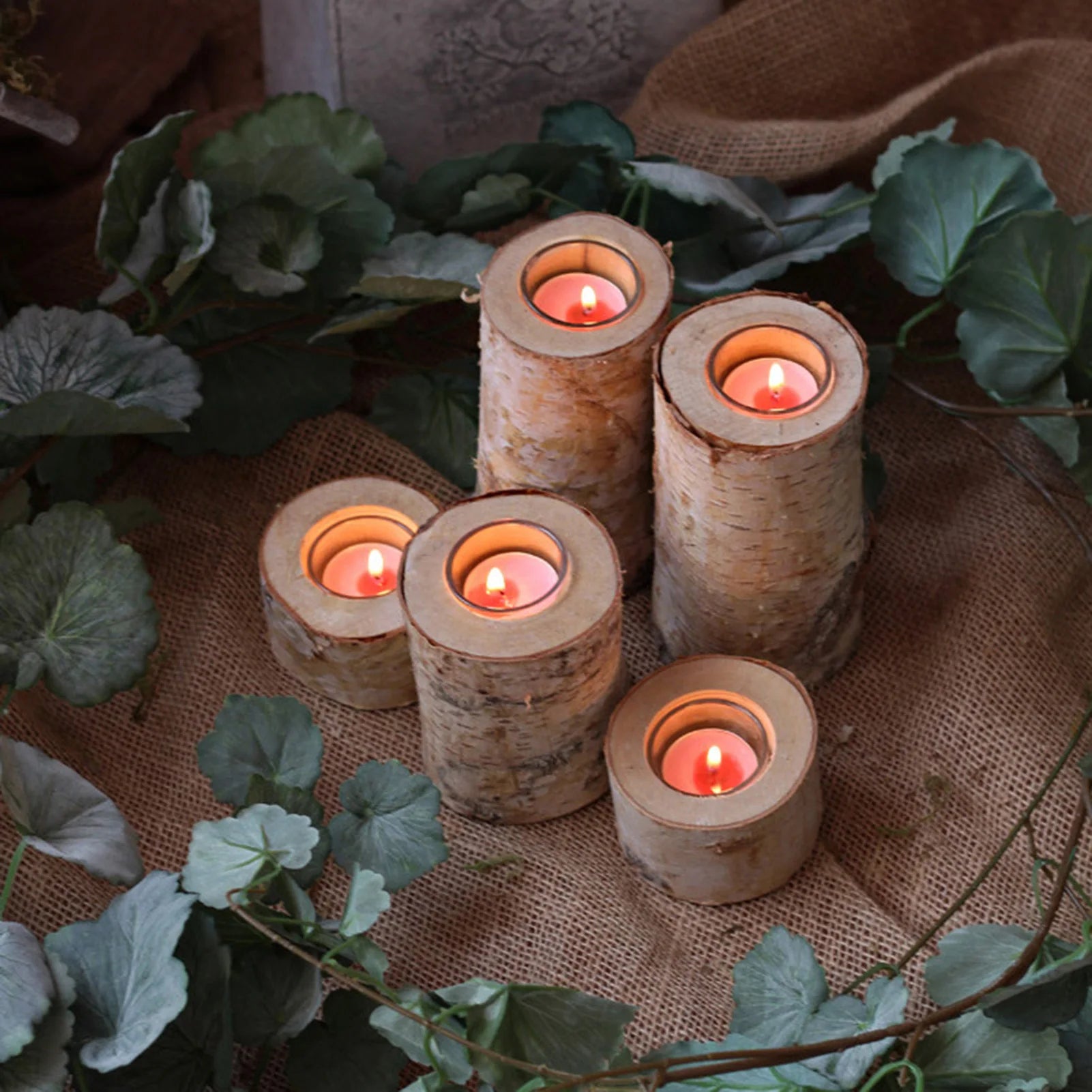 Birch Wood Candle Holder
