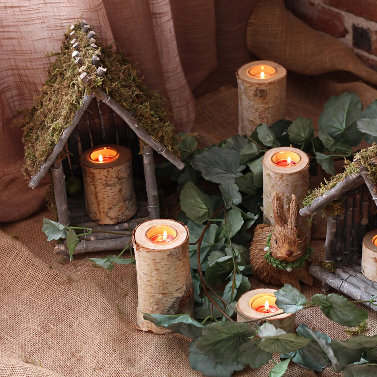 Birch Wood Candle Holder