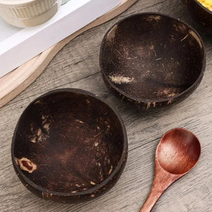 Rustic Coconut Shell Bowl and Spoon Set