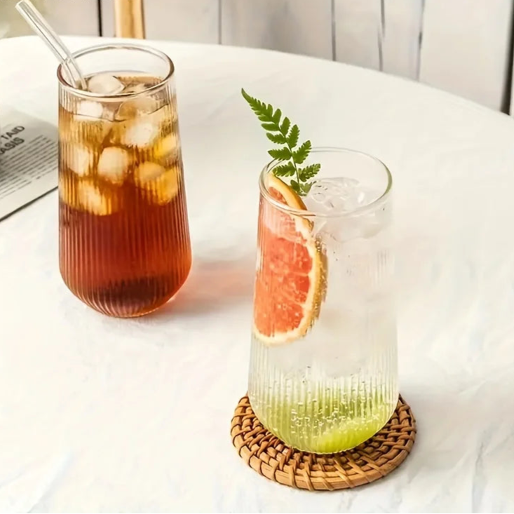 Rounded Ribbed Glasses 4-Piece Set