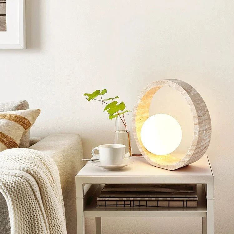 Sculptural Faux Travertine Lamp