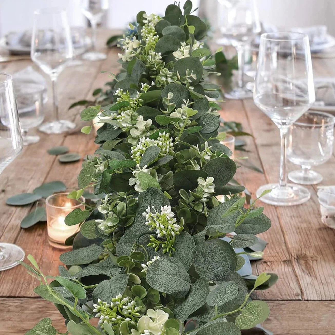 eucalyptus and succulent garland Faux Eucalyptus Garland 2-Piece Set – BRECK + FOX