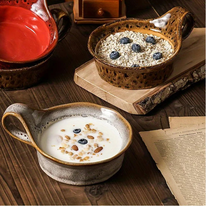 Rustic Ceramic Oatmeal Bowl