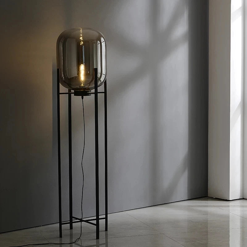 Cognac Glass Floor Lamp