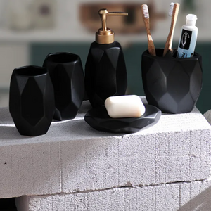 Polygon Ceramic 5-Piece Bathroom Set