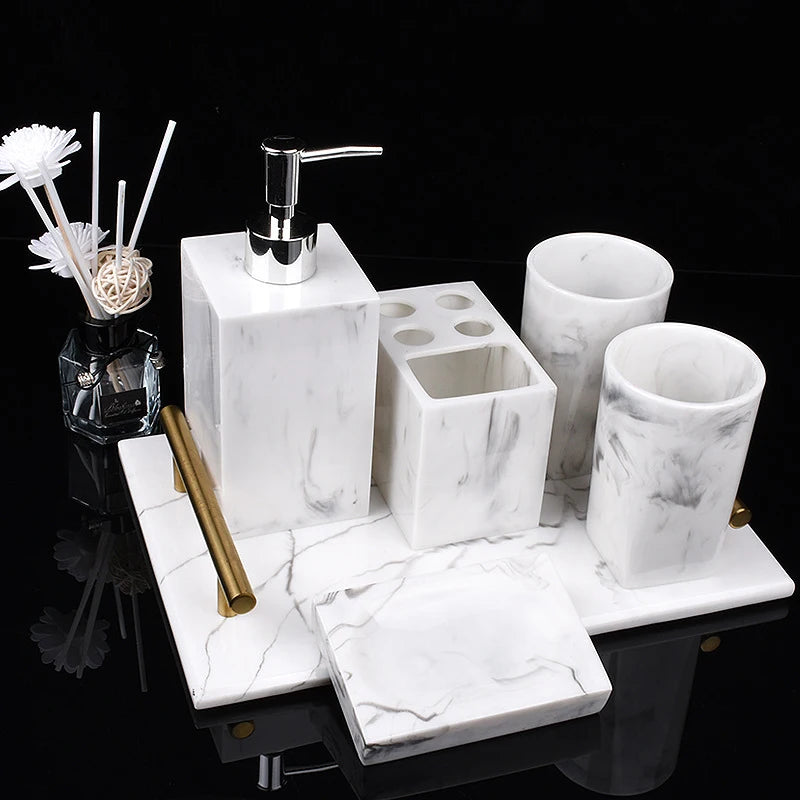 Milan Marble 5-Piece Bathroom Set