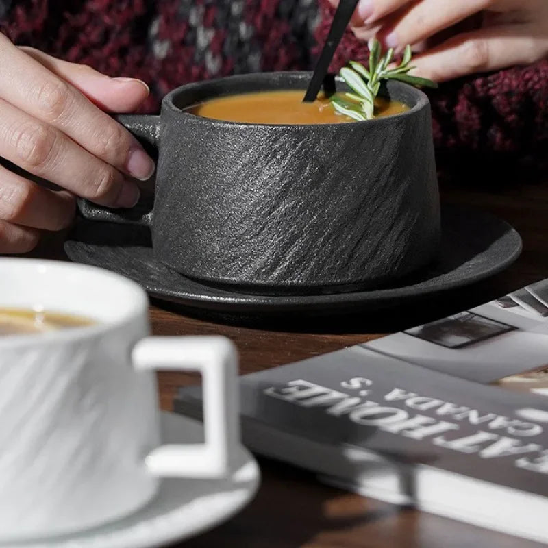 Ceramic Coffee Mug with Saucer