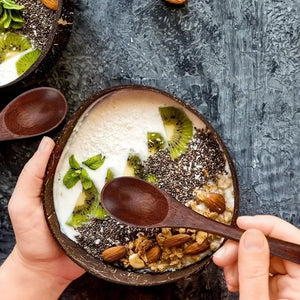 Rustic Coconut Shell Bowl and Spoon Set