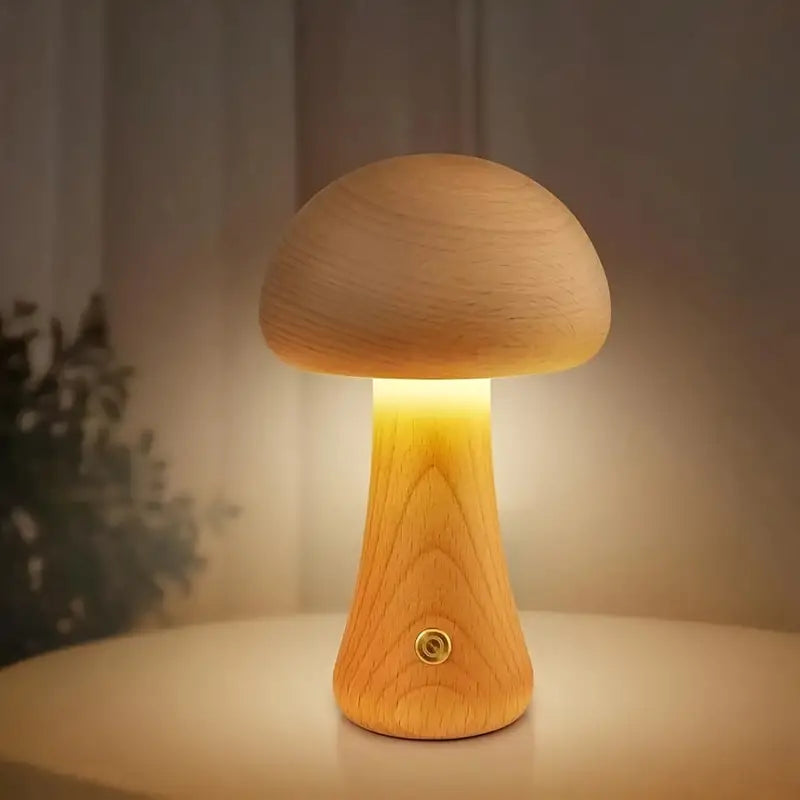 Wooden Mushroom Lamp