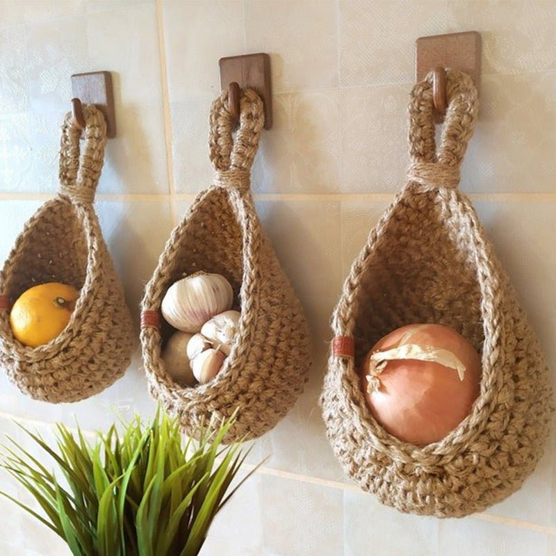Woven Hanging Storage Baskets - Size Large